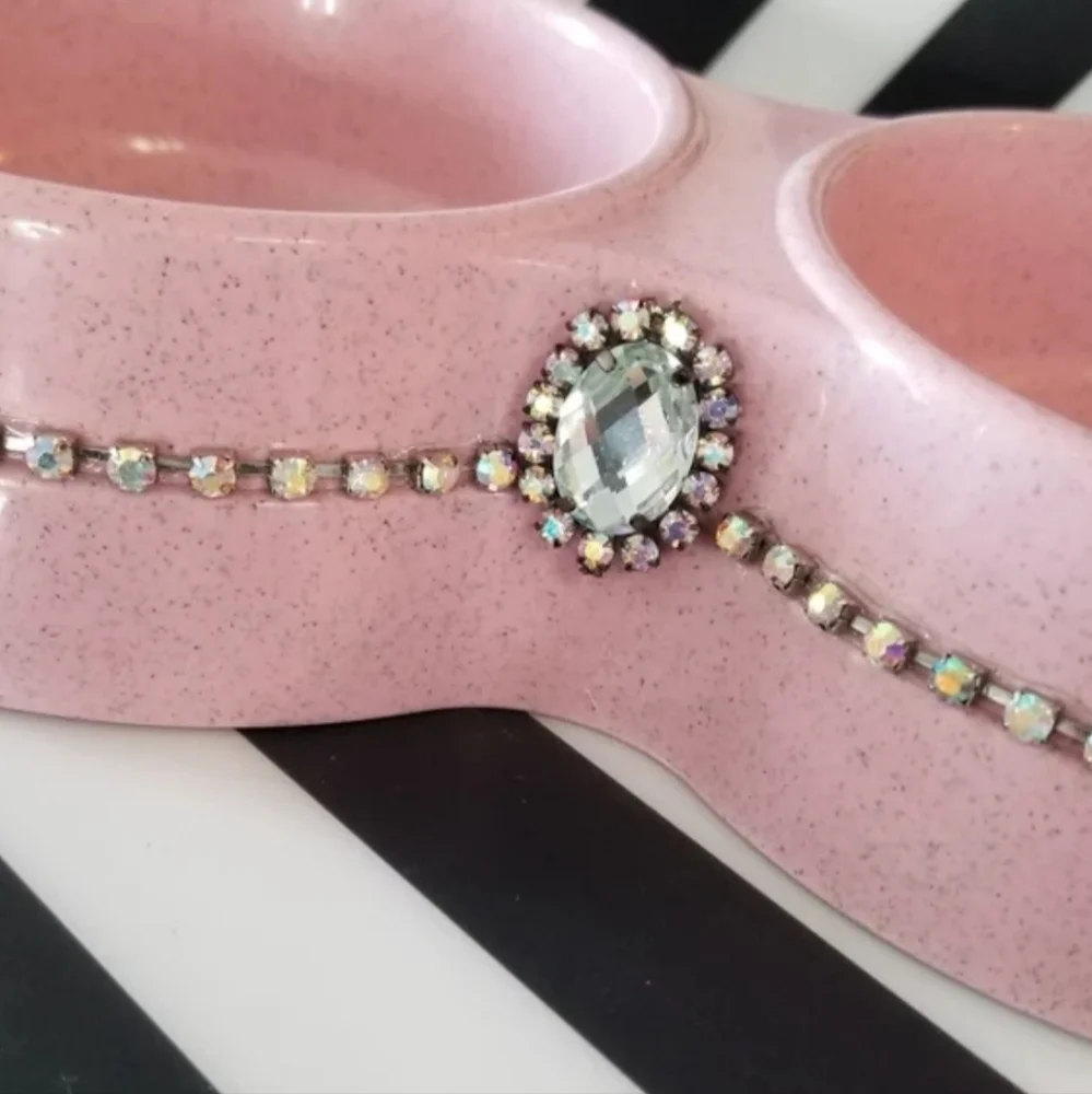 Pink bling pet bowls